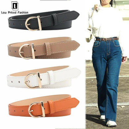 Women's Belt Fashion Pin Buckle Thin Belt Genuine Luxury Soft Belt Women With Cargo Pants Jeans Windproof Belt Pu Leather Belt - MANDOTOS