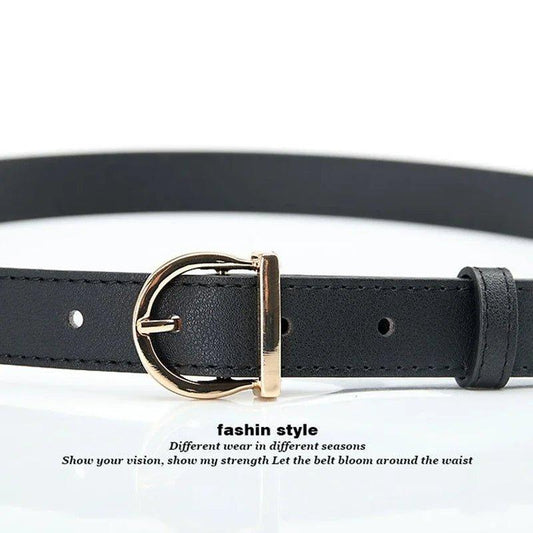 Women's Belt Fashion Pin Buckle Thin Belt Genuine Luxury Soft Belt Women With Cargo Pants Jeans Windproof Belt Pu Leather Belt - MANDOTOS
