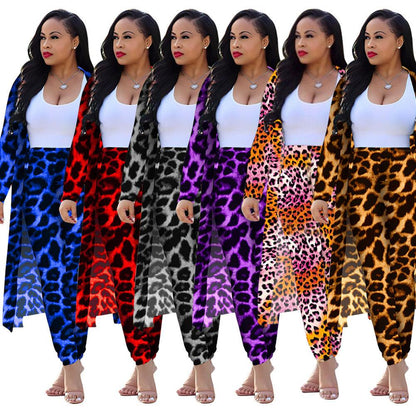 Women's Long-sleeved Leopard Print Suitcoat Suits - MANDOTOS