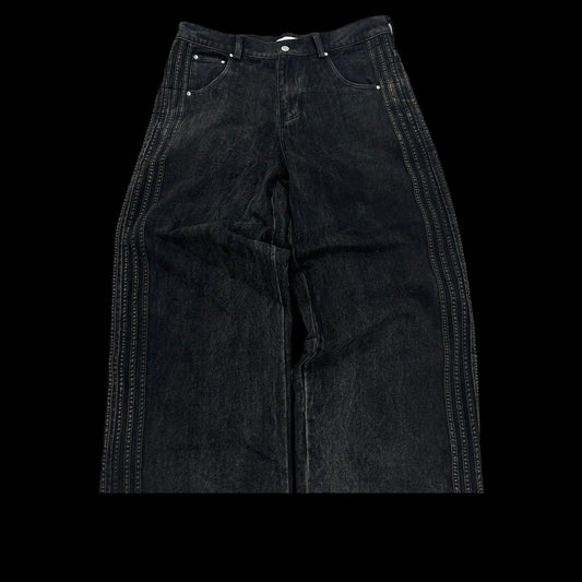 Y2K Baggy Jeans Harajuku vintage Striped Embroidered high quality Sweatpants men women Hip Hop Casual wide leg jeans streetwear - MANDOTOS